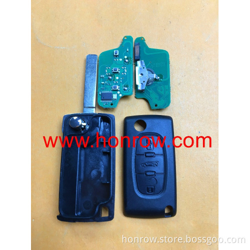 PSA Citroen ASK 3 button flip remote key with VA2 blade (With trunk button) 433Mhz PCF7941 Chip